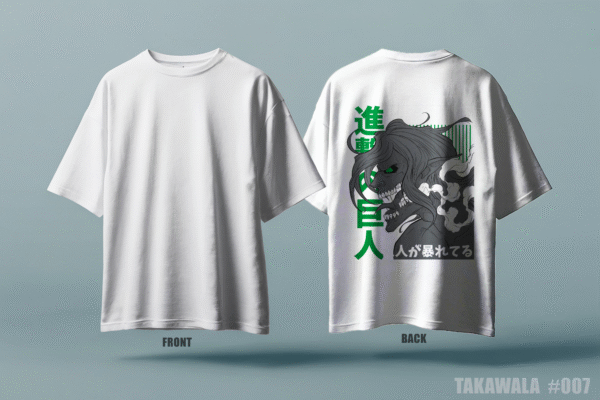 Premium Oversized Dropshoulder Anime Angry Face T-Shirt #007